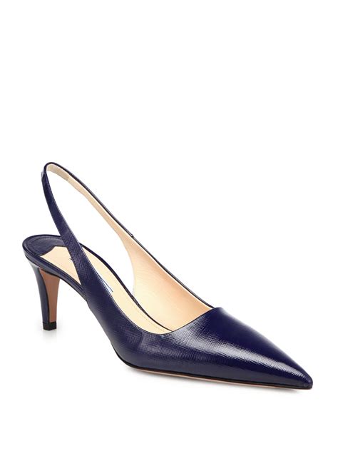 prada saffiano leather patent pumps|Prada 75mm Saffiano Leather Slingback Pumps .